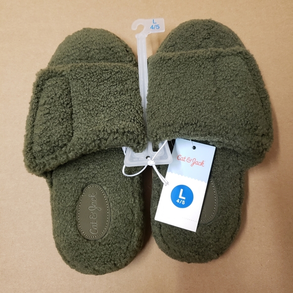 Cat & Jack Boys Ace Adjustable Slide Slippers Green - Picture 1 of 4